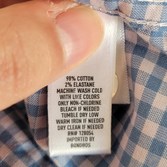 Bonobos Light Blue and White Gingham Collared Button Down Long Sleeve Shirt - Picture 8 of 9